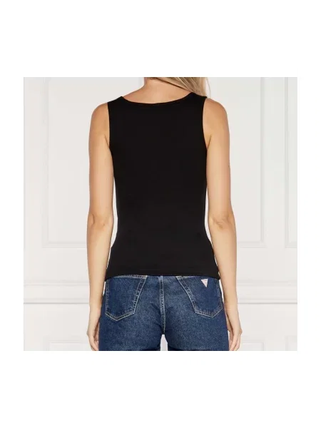 GUESS JEANS Top éjkék / fehér fekete