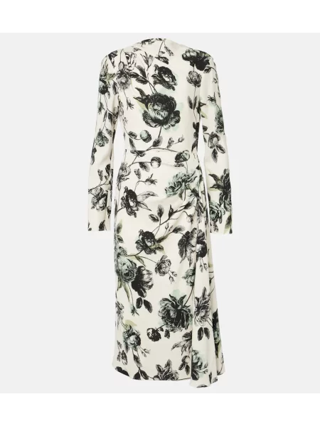 Sukienka midi Erdem drapowana do kolan garniturowa biała