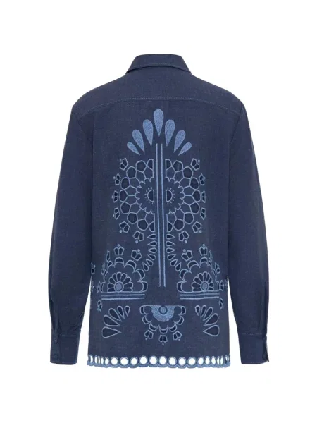 Cămașă Maison Common cu broderie albastru