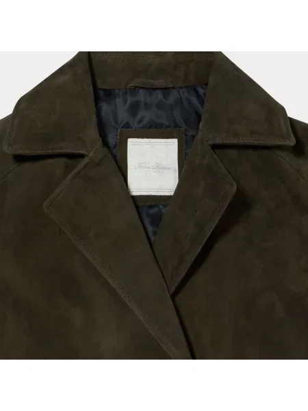 Kurtka skórzana Brooks Brothers dwurzędowa zielona