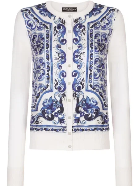 Cardigan Dolce & Gabbana de mătase cu imagine alb