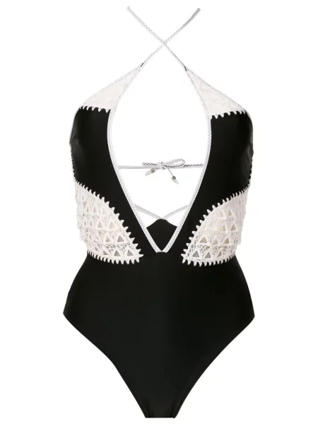 Costum de baie Amir Slama din dantelă cu gât halter negru