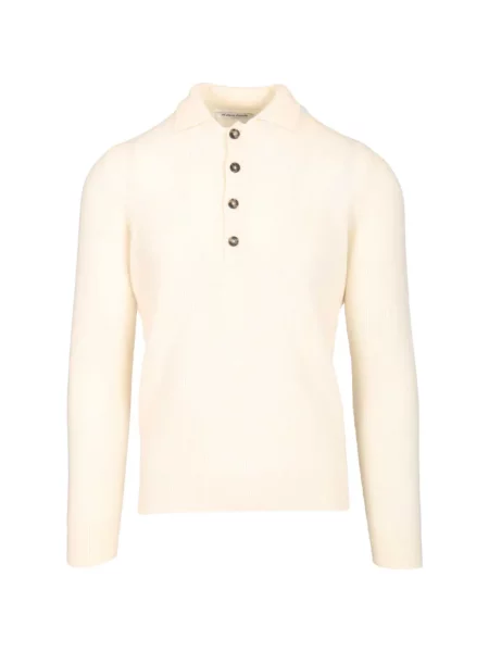 Tricou polo Luigi Gentile de lână alb