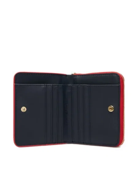 Pénztárca Tommy Hilfiger Th Icon Med Za W/Flap Piros fekete