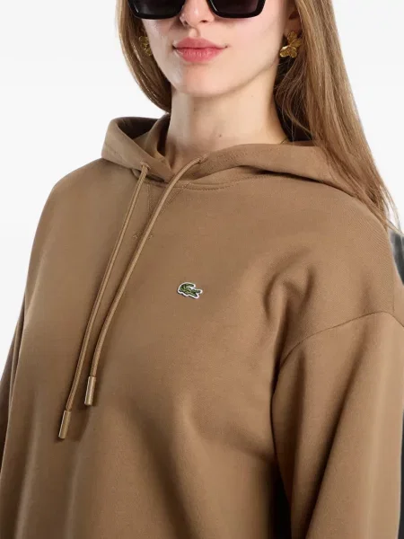 Fleece hoodie Lacoste καφέ