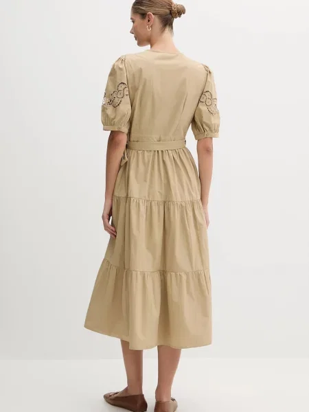 Dkny sukienka midi rozkloszowana zielony