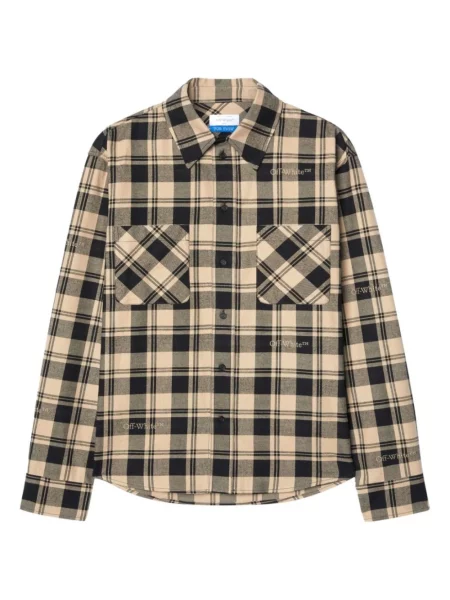 Koszula Off-white w kratę flanelowa z logo biała