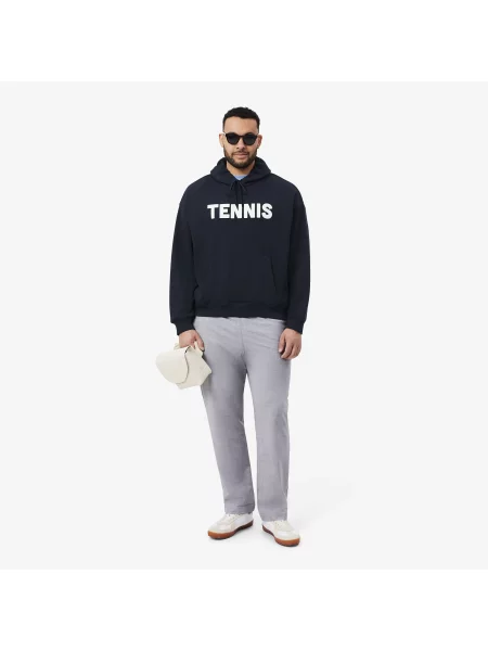 Lacoste Bluza Z Kapturem Z Nadrukiem Tenisowym czarny