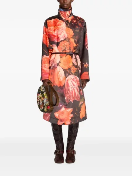 Palton Dries Van Noten cu model floral negru