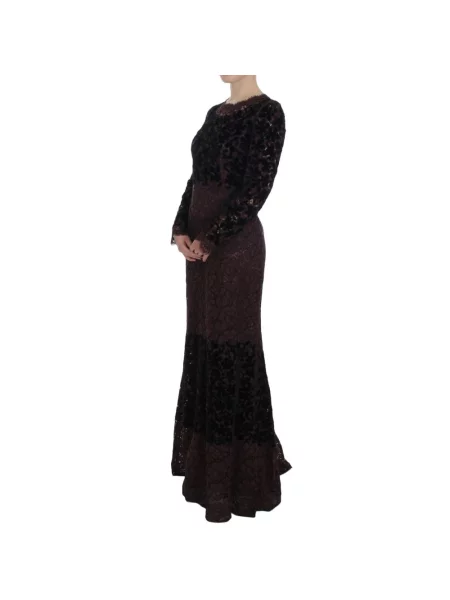Sukienka maxi Dolce And Gabbana z długim rękawem czarna