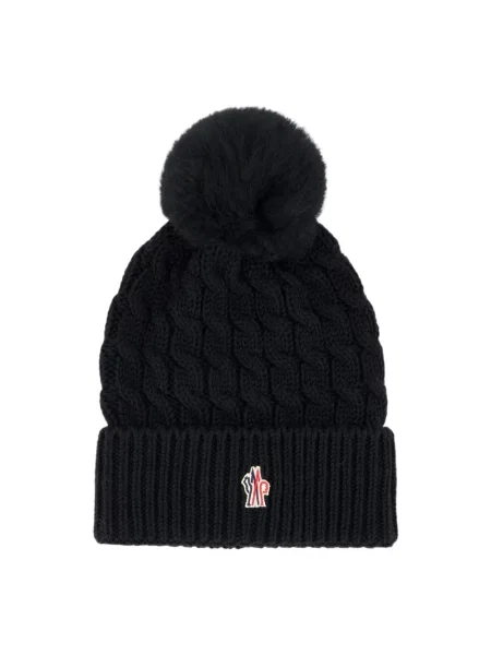 Dzianinowa czapka Moncler czarna