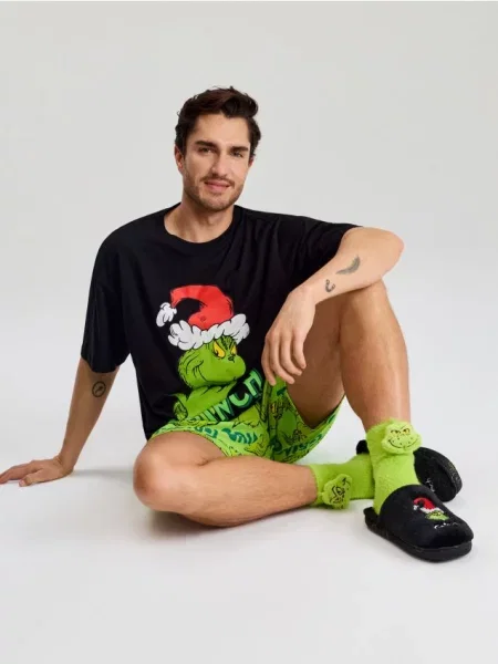 Sinsay dvoudílné pyžamo s vánočním motivem Grinch vícebarevná