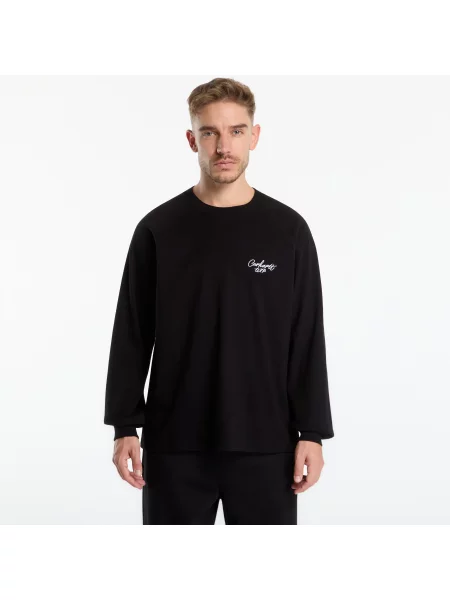Тениска Carhartt WIP L/S Signature Rib T-Shirt UNISEX Black/ White XL бяло