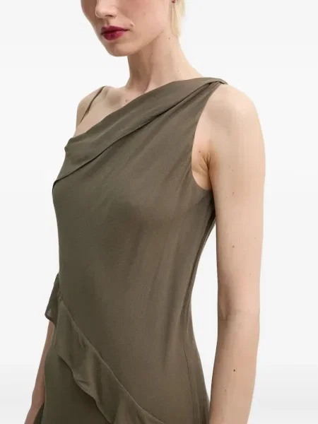 Rochie midi Samsøe Samsøe până la genunchi de costum verde