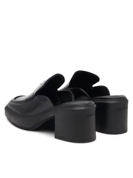 Calvin Klein Natikači Block Heel Mule Lth Hdw črna