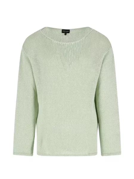 Pulover Giorgio Armani cu decolteu rotund verde