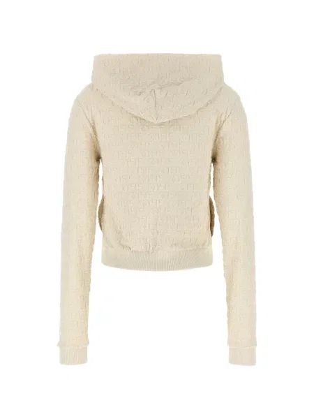 Hoodie Off-white ζακάρ με αυτόγραφο λευκό