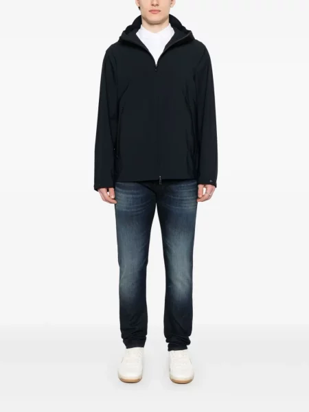 Geacă Emporio Armani cu glugă albastru