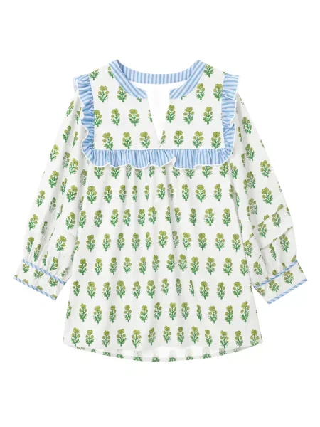 Imily Bela Bluză albastru pastel / verde / verde deschis alb