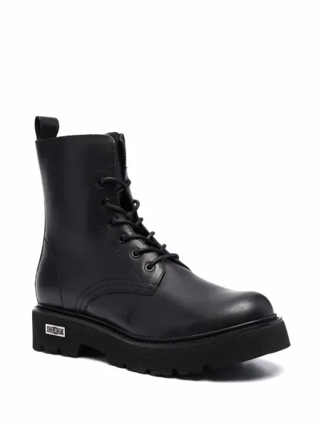 Botine Cult cu șireturi din piele negru