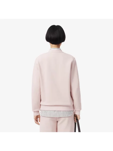 Lacoste Bluza Z Okrągłym Dekoltem Relaxed Fit Piqué różowa