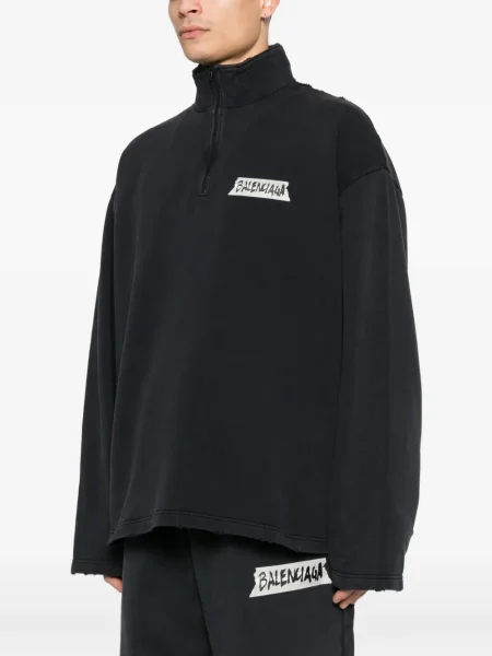 Hanorac Balenciaga zdrențuiți negru