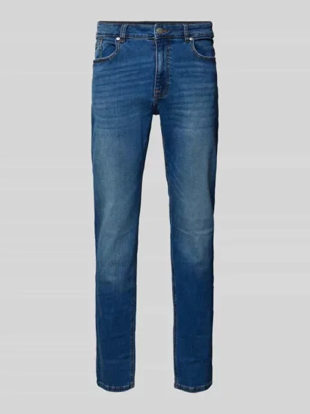 Jeansy o kroju slim fit Essentials Review granatowe