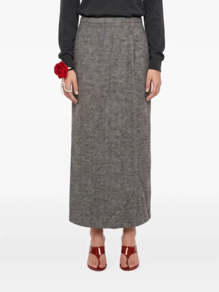 Fusta maxi Magda Butrym cu model herringbone plic gri