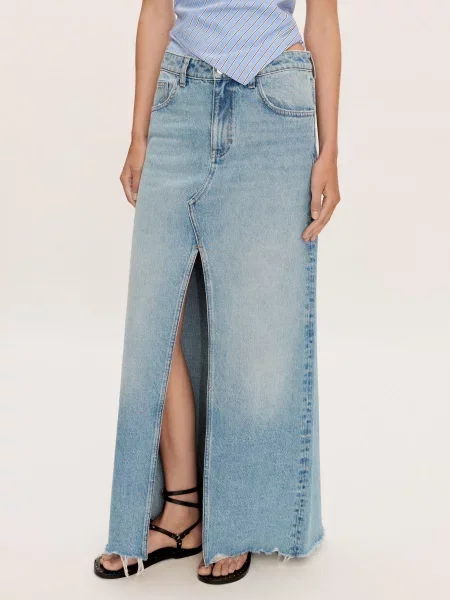 MANGO Спідниця максі Світло-синій синя