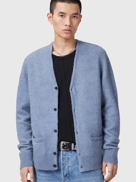 AllSaints cardigan din lana RENN barbati albastru
