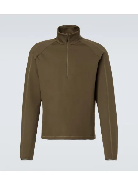 Pulover Aztech Mountain din fleece de jumătate de fermoar verde