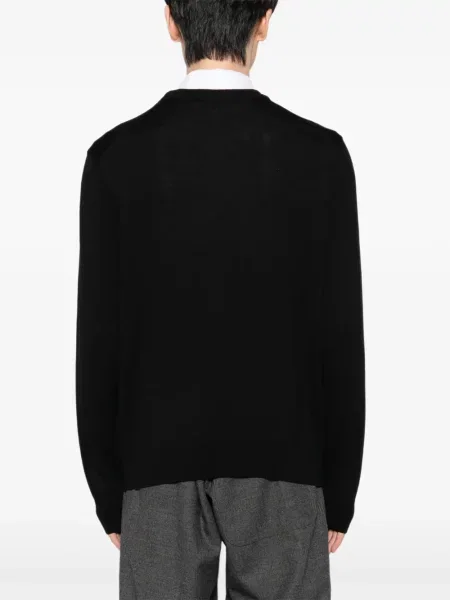 Pulover Maison Kitsune cu broderie negru