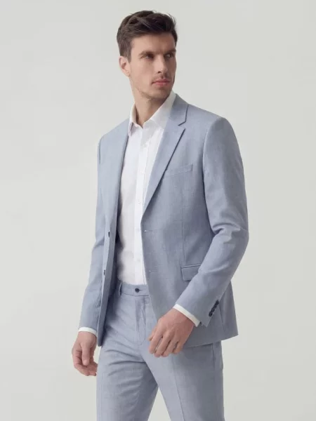 Reserved Marynarka slim fit w kratę jasnoniebieski