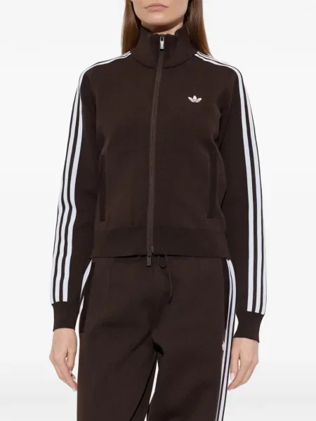 Pantaloni Adidas tricotate alergare cu dungi roșu