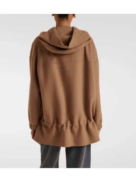 Geacă 's Max Mara de lână cu glugă maro