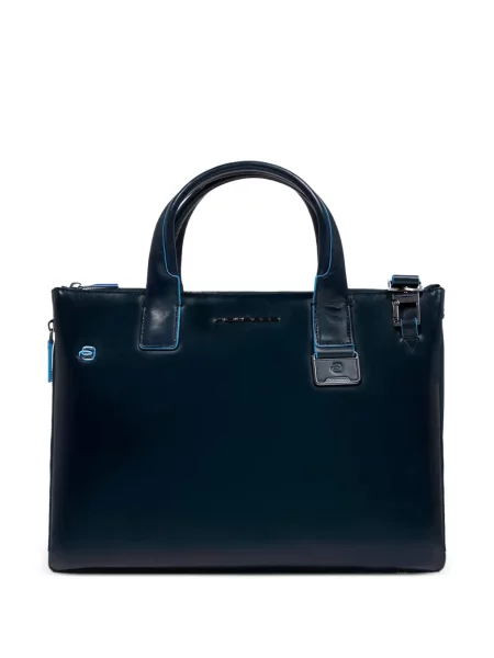 Kožená taška na notebook Piquadro modrá