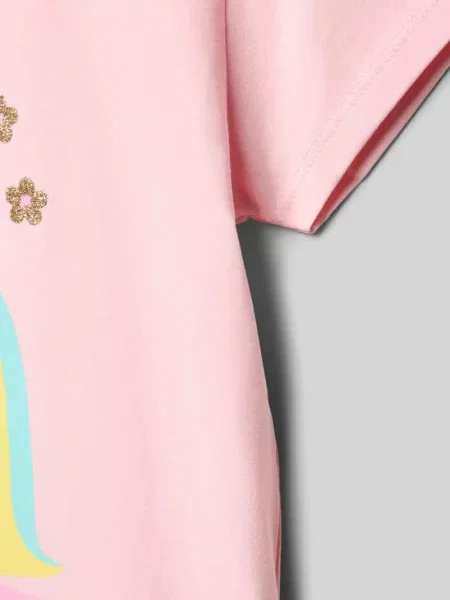 T-shirt z motywem i okrągłym dekoltem Danamade różowa