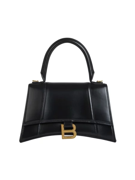 Mała torebka skórzana Balenciaga Hourglass skórzana czarna