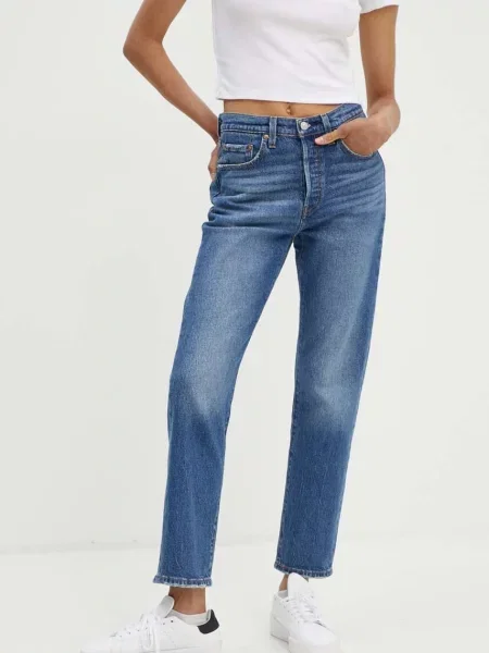 Дънки Levi's CROP с висока талия синьо