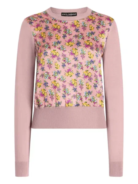 Pulover Dolce & Gabbana cu model floral cu imagine roz