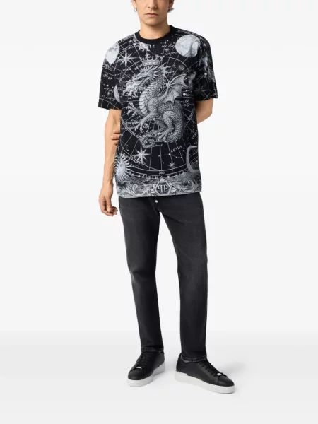 Tricou Philipp Plein cu imagine negru