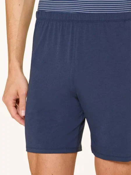 Schiesser Piżama Typu Shorty Long Life Soft blau biała