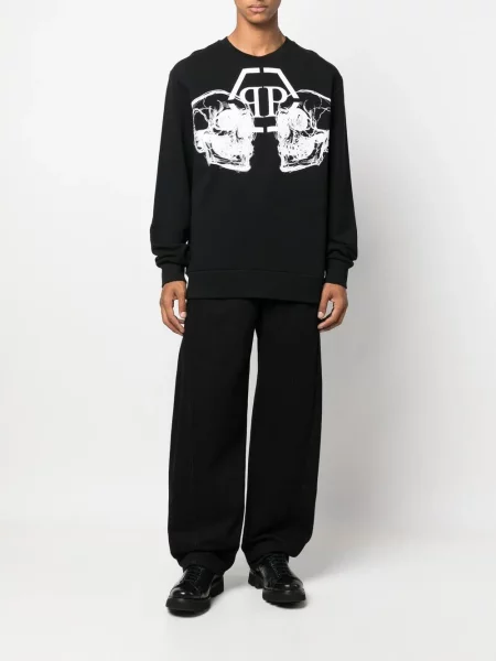 Hanorac Philipp Plein cu imagine negru