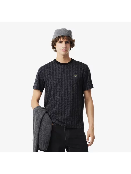 Lacoste Koszulka Z Dżerseju Z Monogramem szary