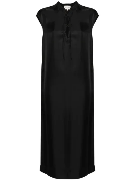 Rochie midi Loulou Studio de mătase până la genunchi de costum negru