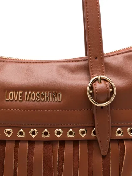 Шопинг чанта Love Moschino с ресни със сърца кафяво