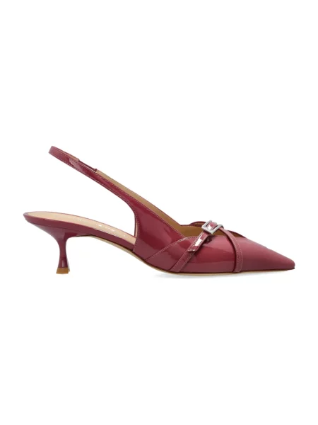Czółenka Stuart Weitzman skórzana z otwartą piętą czerwona