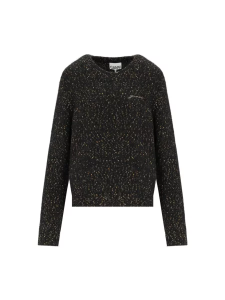 Sweter Ganni z logo czarny