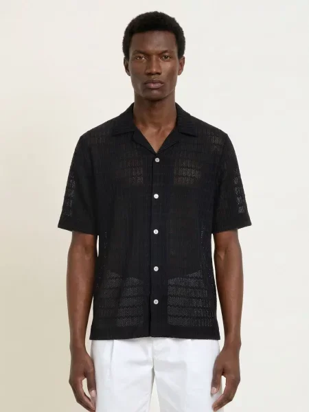 Reiss Letní Košile Sid Comfort Fit Z Jersey černá