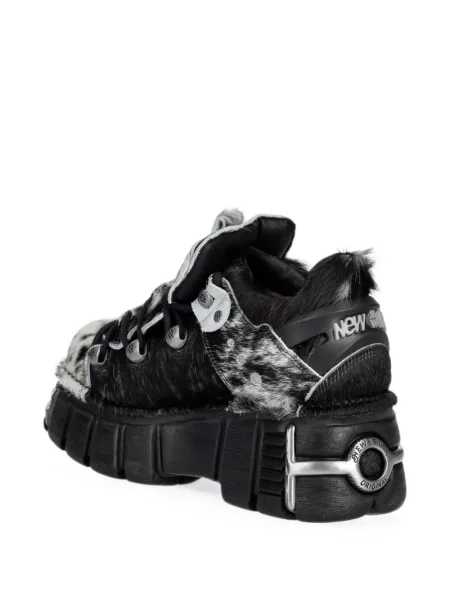 Botine New Rock cu blană negru